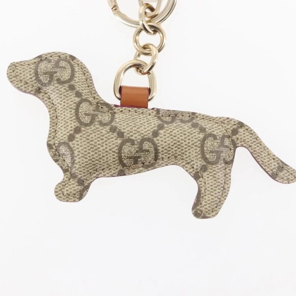 GUCCI Dog Shape Bag Charm GG Supreme PVC Beige Auth 143370 - Picture 6 of 8